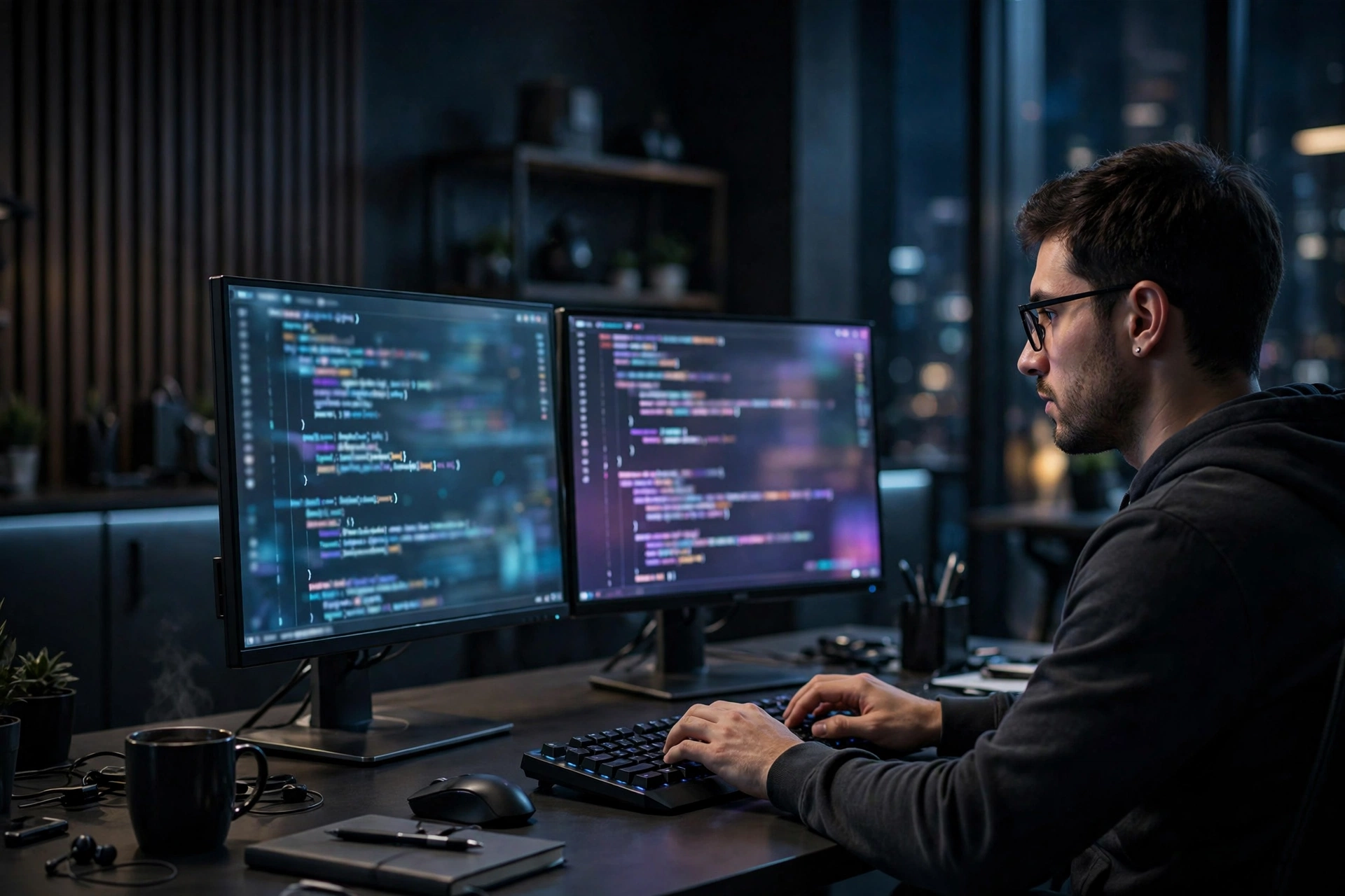 IT and software services, developer writing code
