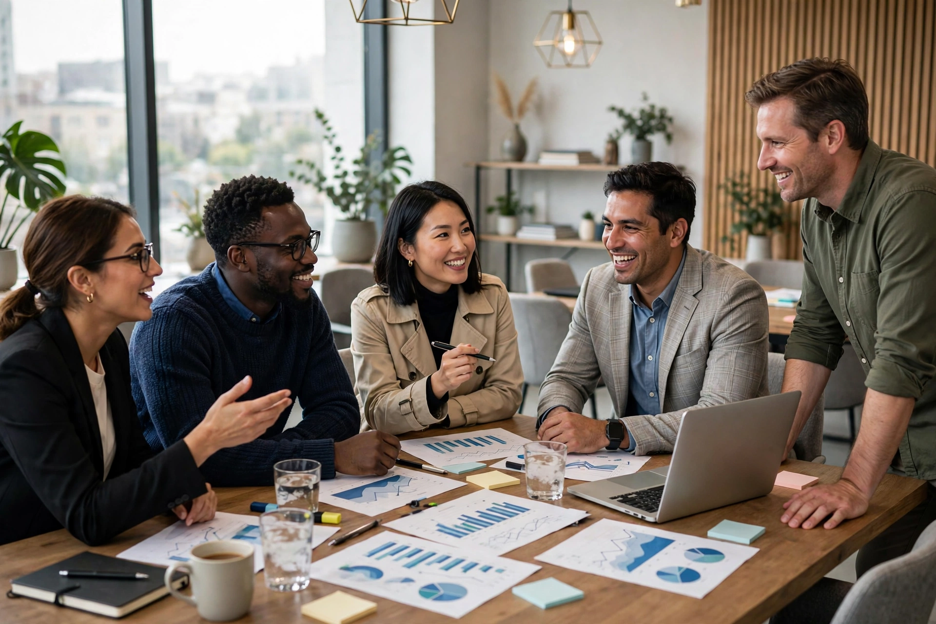 Marketing and sales services, team strategy meeting